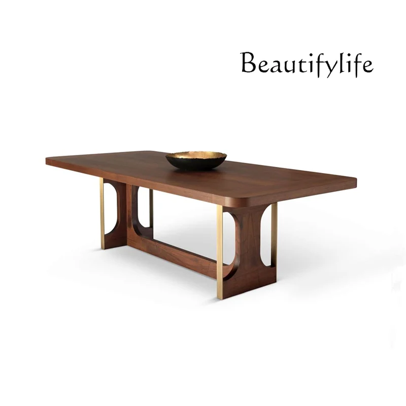 

J Medieval Metal Solid Wood Dining Table Rectangular Negotiation Large Board Desk Italian Designer Negotiation Desk