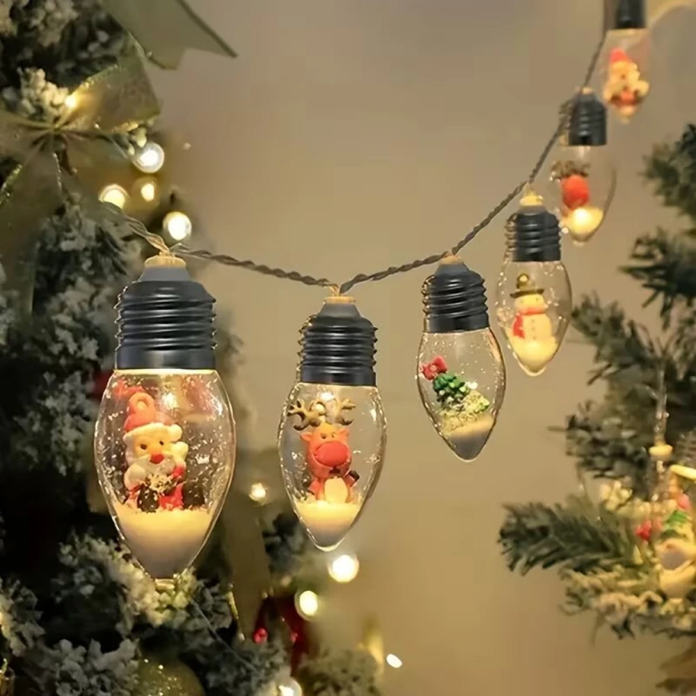 Christmas Tree Santa Claus Doll Wishing Bulb String Lights Battery Powered 10/20LED Lights for Indoor Christmas Home Decor