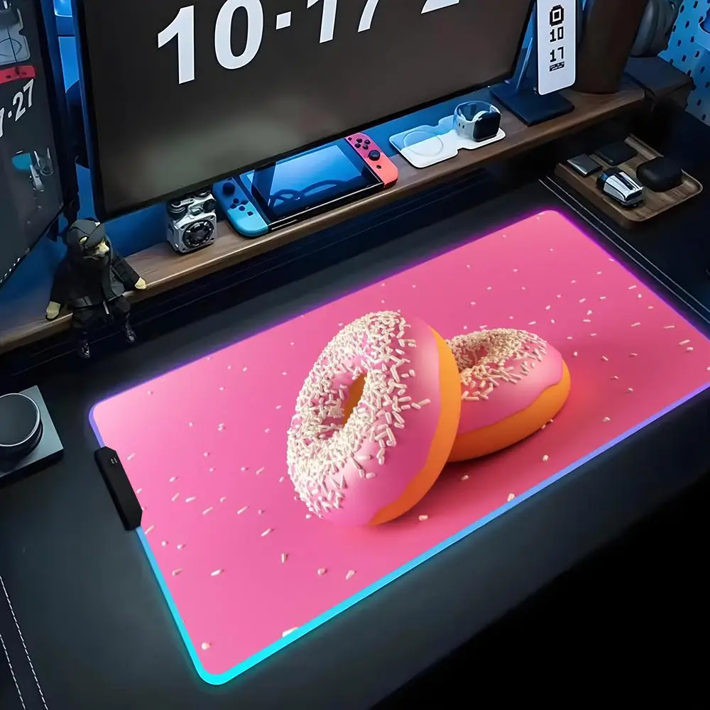 

Коврик для мыши с пончиками RGB Gaming Mousepad Большой светодиодный коврик для ПК Настольный коврик Светящийся коврик для мыши Большие коврики для клавиатуры Настольный коврик с подсветкой
