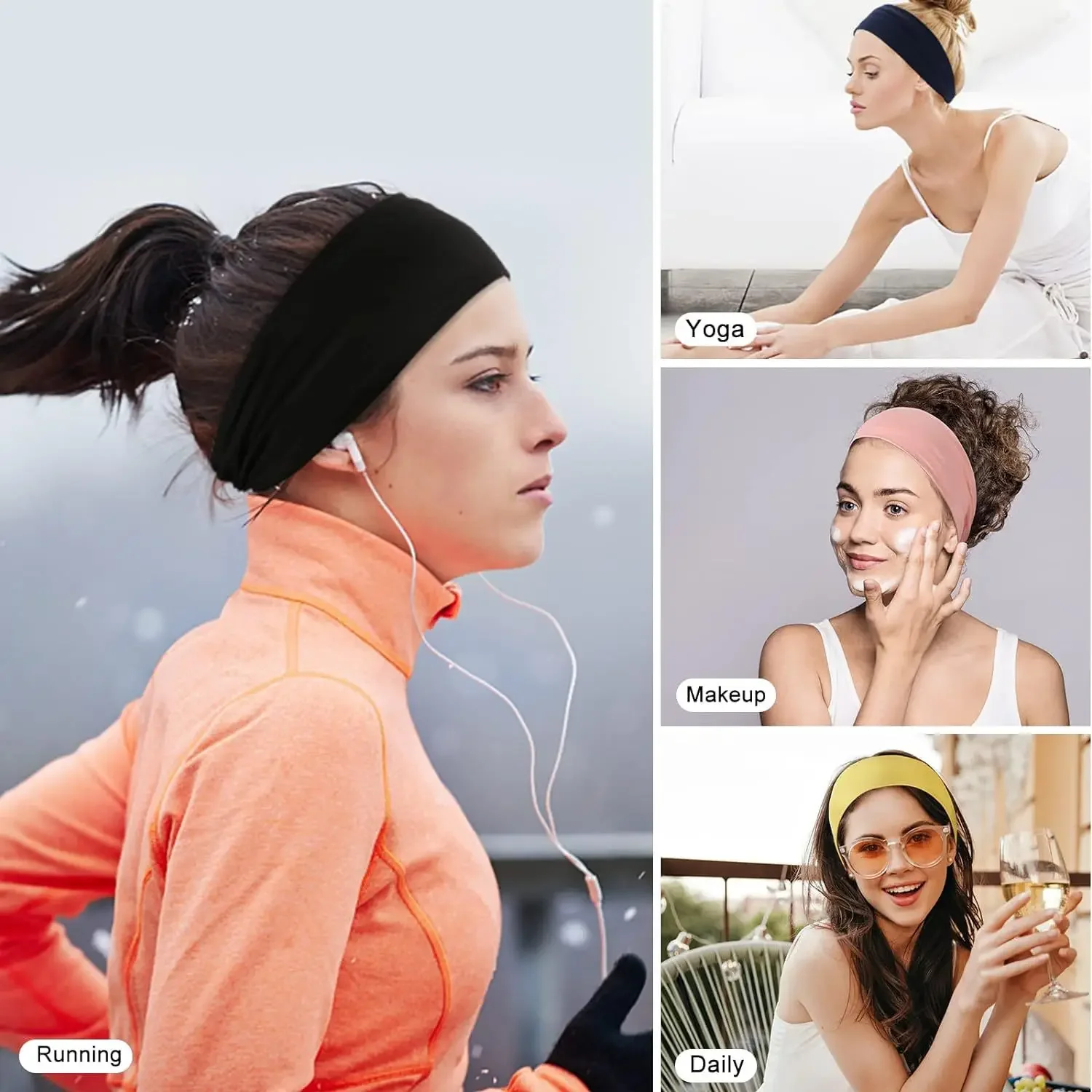 Männer Frauen Sport Stirnband Schweißband Stretch Elastische Gym Fitness Yoga Headwrap Atmungsaktiv Schnell trocknend Saugfähigen Haar Bands – Detail 8