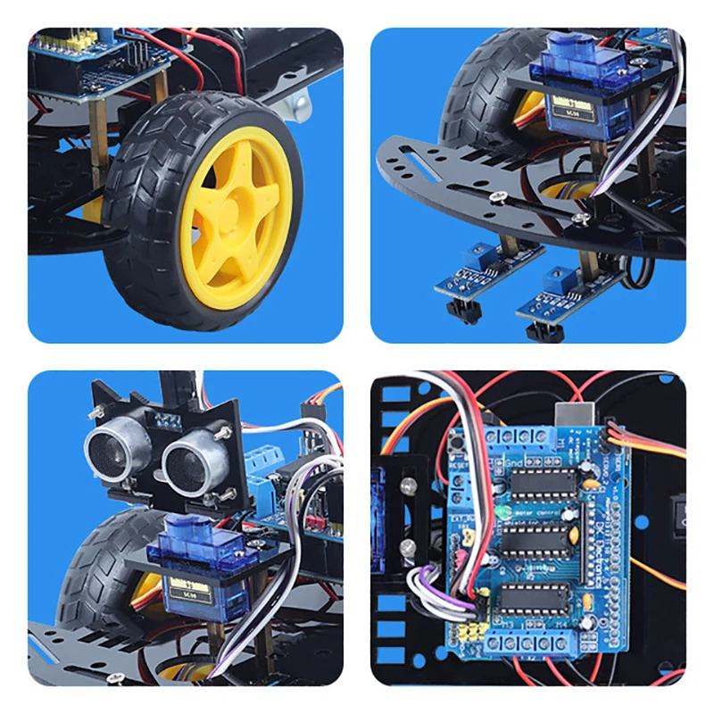 Programowanie 2WD inteligentny robot zestaw samochodowy z napędem silnikowym/modułem śledzenia/serwo G90 dla Arduino ZYC0002 ultradźwiękowy uchwyt mocujący zabawka