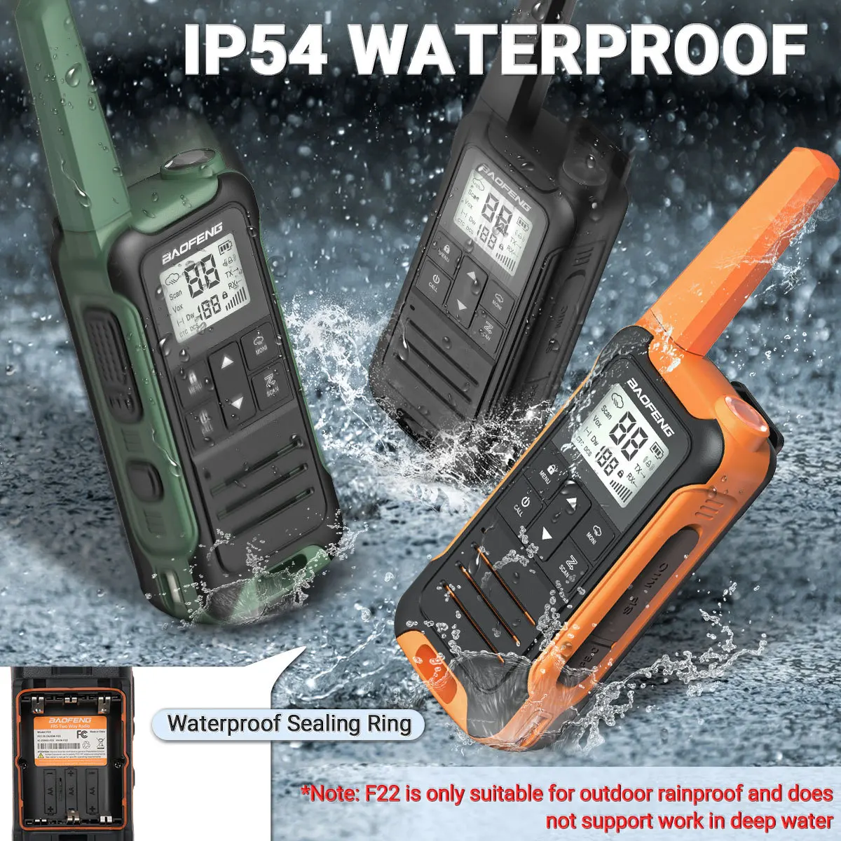 2Pcs Baofeng F22 PMR446 FRS Mini Walkie Talkie Licence-free Portable VOX Type-C Charger Long Range 2-Way Radio for Camping Hotel