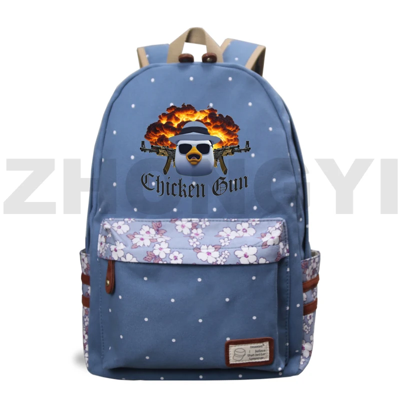 Mochila Floral de gran capacidad para mujer, bolsa deportiva de viaje para estudiantes, juego de pistola de pollo, mochilas escolares de lona para ordenador portátil