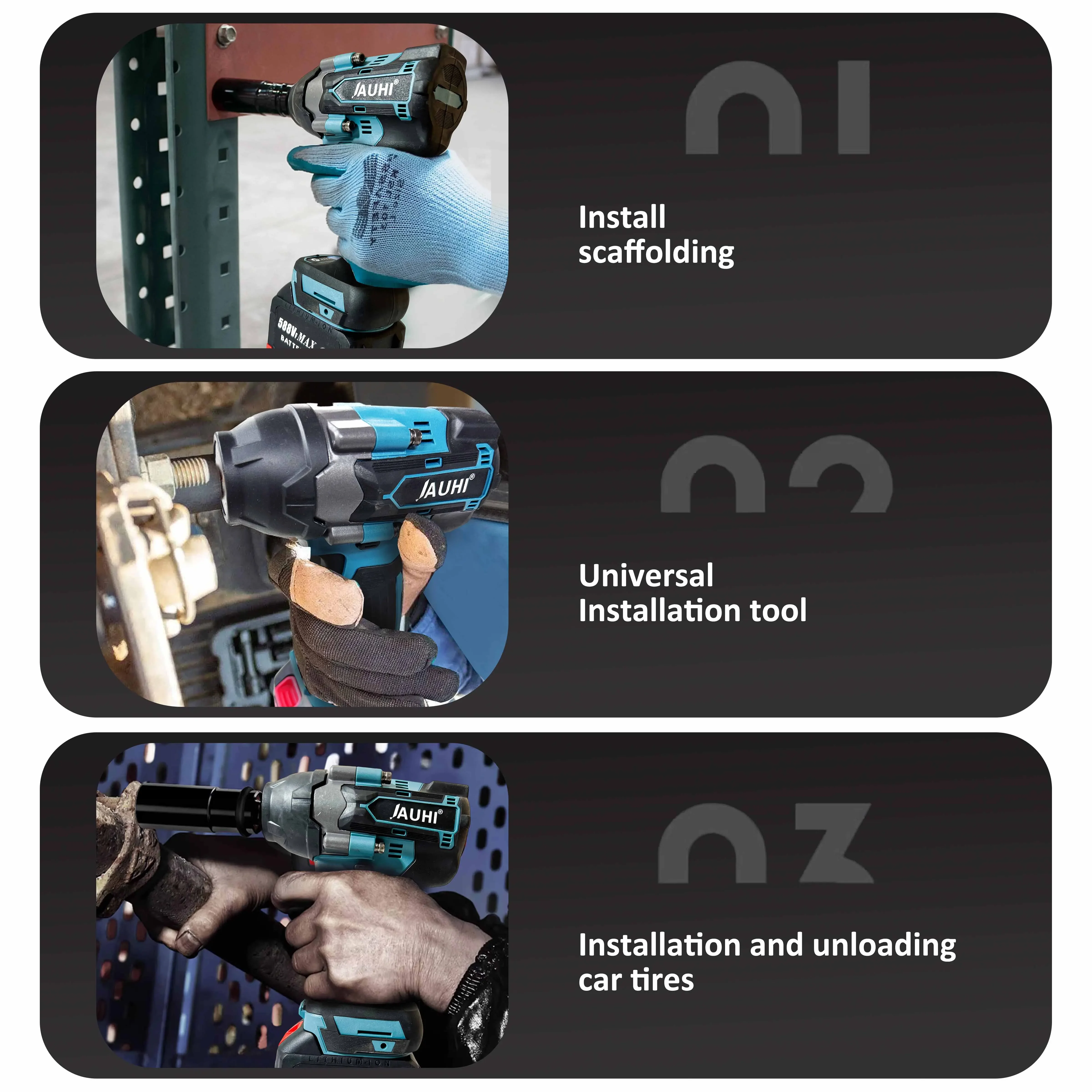 Jauhi-Elektrische Sleutel 1800nm Borstelloze Oplaadbare Slagmoersleutel Met Hoog Koppel (Voor Makita 18V Batterij)