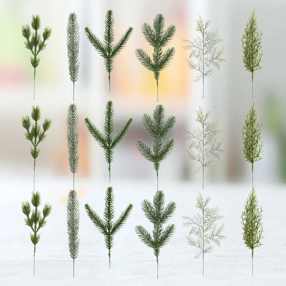 

18Pcs Artificial Green Leaf Decor Premium Lifelike Pine Needle Cypress Leaves for Home Garden Wedding Party Christmas Holiday