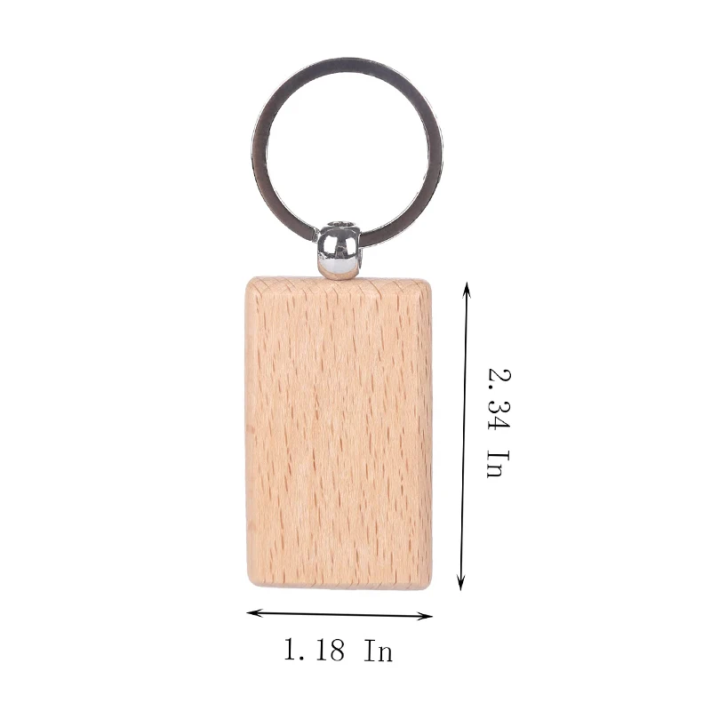 Porte-clés en bois vierge avec anneau, porte-clés en bois non fini, accessoires de bricolage, 20 pièces