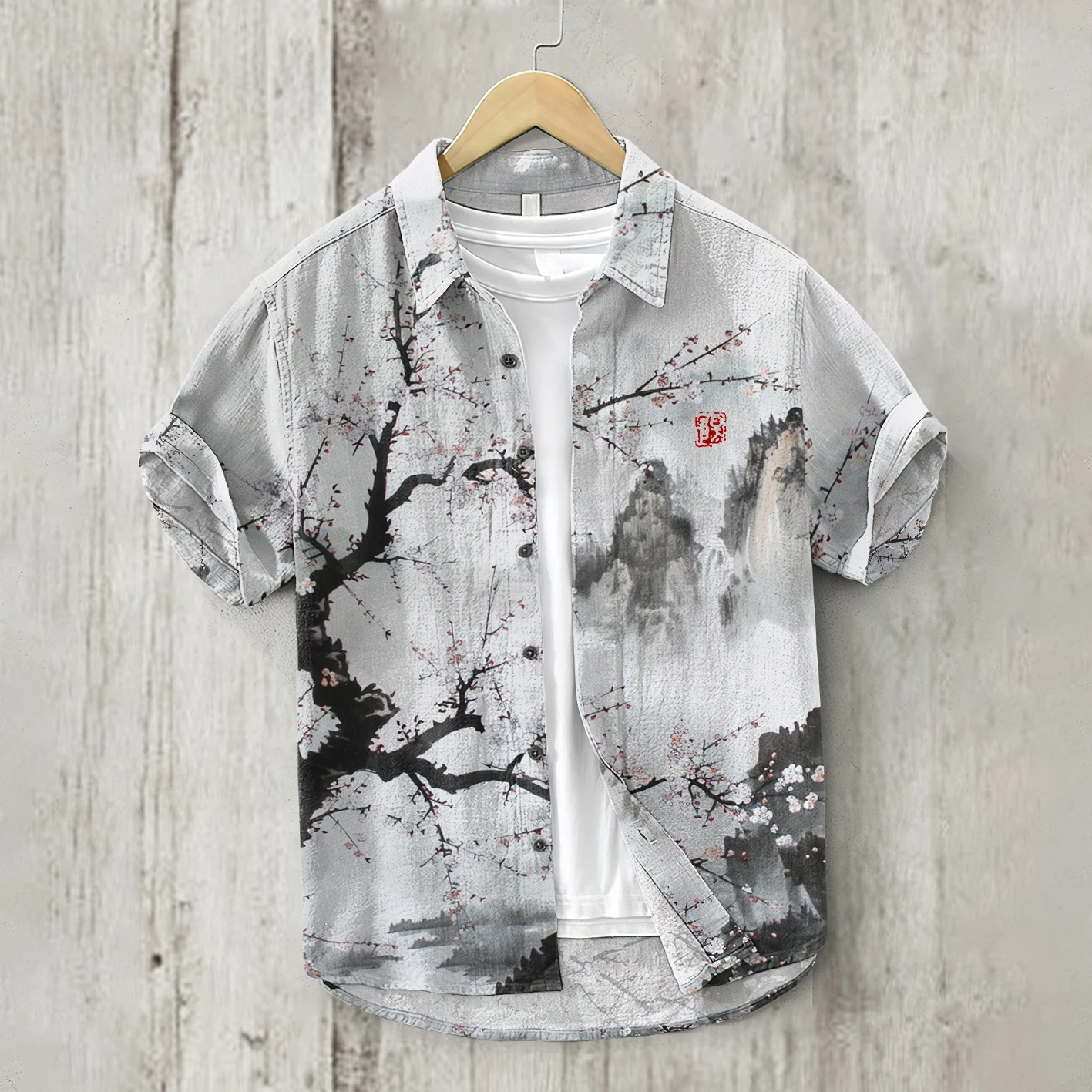 

Men's printed shirt 3D printed cartoon printed beach holiday wear men's short sleeved shirt