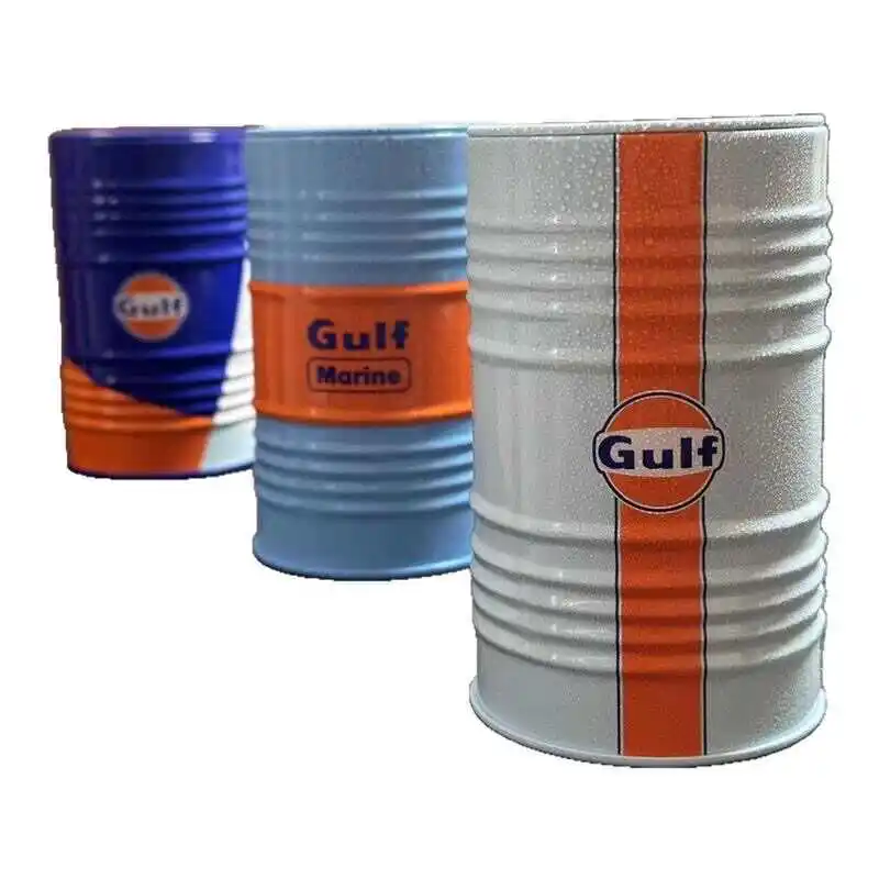 Gulf Oil Racing Car Mini Model Tin Box Scene Desktop Decoration Home Garden Decoration Craft Piggy Bank Collection Gift  Adult