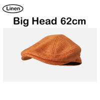 Summer Linen Solid Large Size Berets  Big Head Newsboy Caps Men Women Painter Hats Driver Hats XL Man  Flat Octagonal Cap