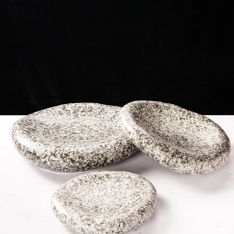 Special-shaped Ceramic Plate Korean Cuisine Plate Imitation Stone Western Food Snack Plate Home Dinner Plate Hotel Restaurant