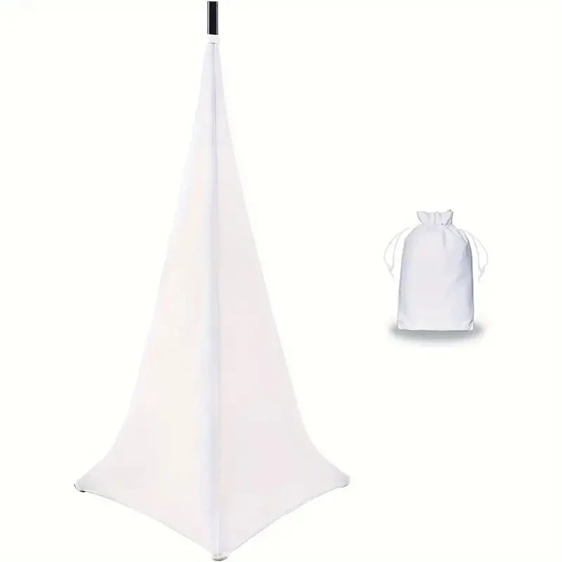 Triangular tripod speaker stand cover, foldable and portable, with blackout fabric and protective dustproof strap