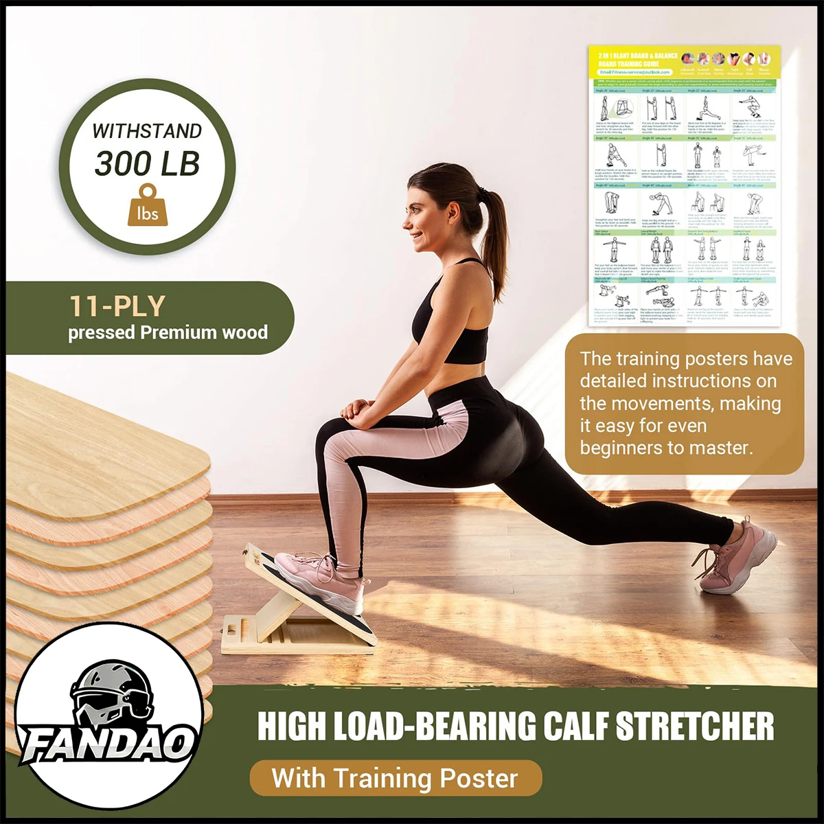

Slant Board for Calf Stretching Adjustable Portable Wooden Incline Board for Calf Stretcher for Leg Knees Heel Ankle Stretching