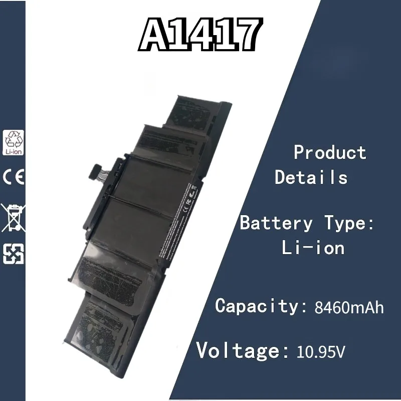 

10.95/11.26/11.36V 8460/8440/8755mAh A1417,A1494,A1618 Battery For Apple MacBook Pro 15 "A1398 laptop battery