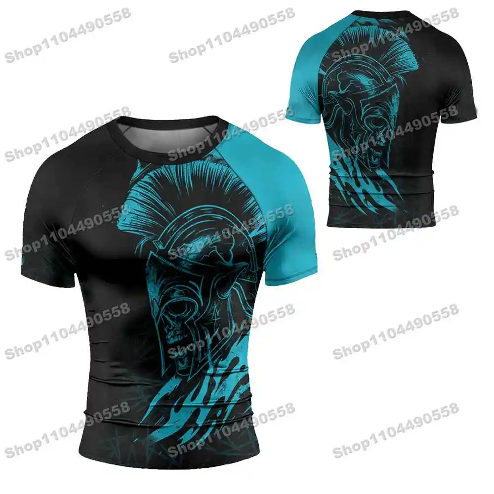 N227th Kinds Of Newly Rash Guards Surfing Beach T-Shirts Swimwear Diving Gym Short sleeves MMA BJJ Men Jiu Jitsu Fitness Sets