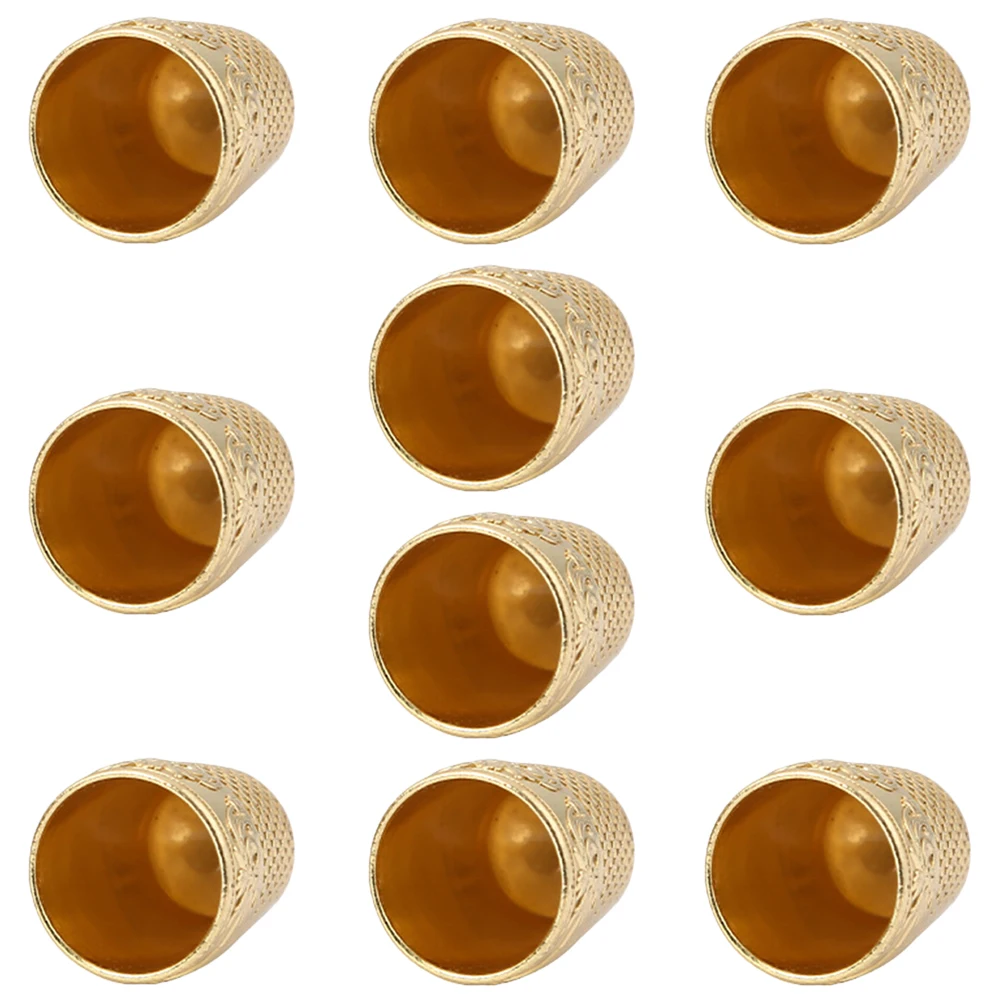 

10 Pcs Thimble Finger Cot Sewing Machine Accessories Quilting Metal for Hand Copper Knitting Ring Thimbles Fingertip