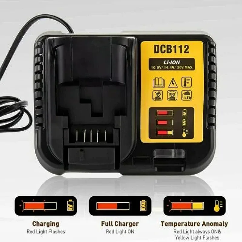 For Dewalt 10.8V 12V 14.4V 18V 20V DCB206 DCB205 DCB204 DCB203 DCB120,DCB107 DCB115 DCB105 DCB112 2A Lithium Battery Charger