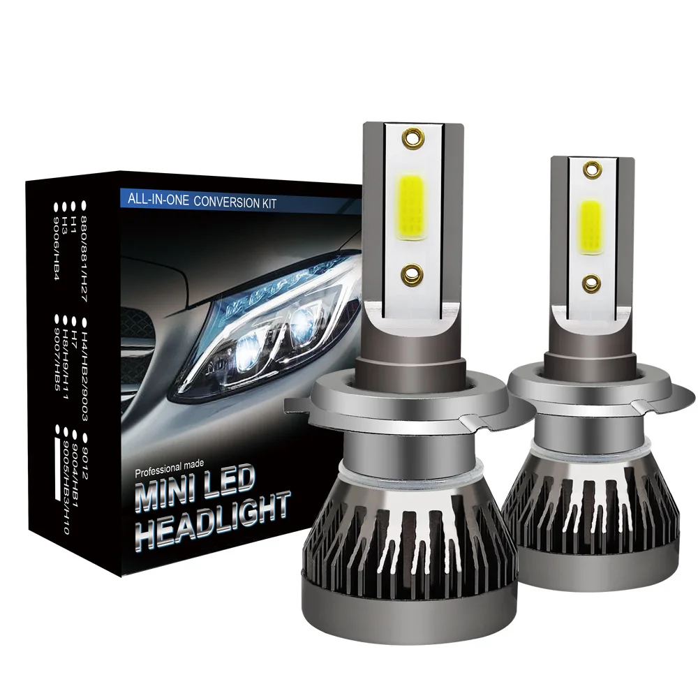 2 ピース/ペアミニライト自動 H7 LED H4 電球 H3 H8 H9 H11 9005 9006 9012 6000LM 車のヘッドライト H1 6000K 自動フォグライト 12V LED 電球