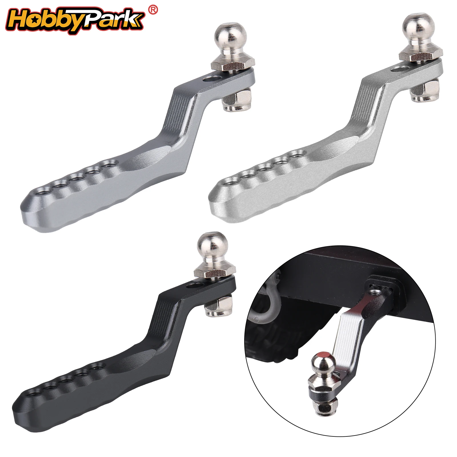 HobbyPark Aluminum Drop Hitch Receiver Metal Trailer Tow for TRX4 SCX10 1/10 RC Crawler Truck Upgrade
