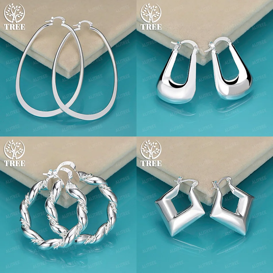

Fashion 925 Sterling Silver Smooth U Shape Hoop Earrings Women Charm Boutique Jewelry Accessories Wedding Birthday Party Gift