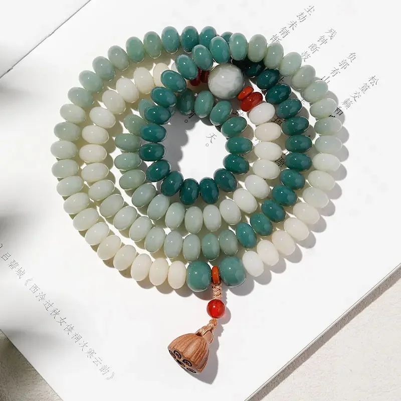 

X5-15 plum sauce 108 bodhi root multi-circle bracelet chinoiserie chinese style lotus beads rosary beads