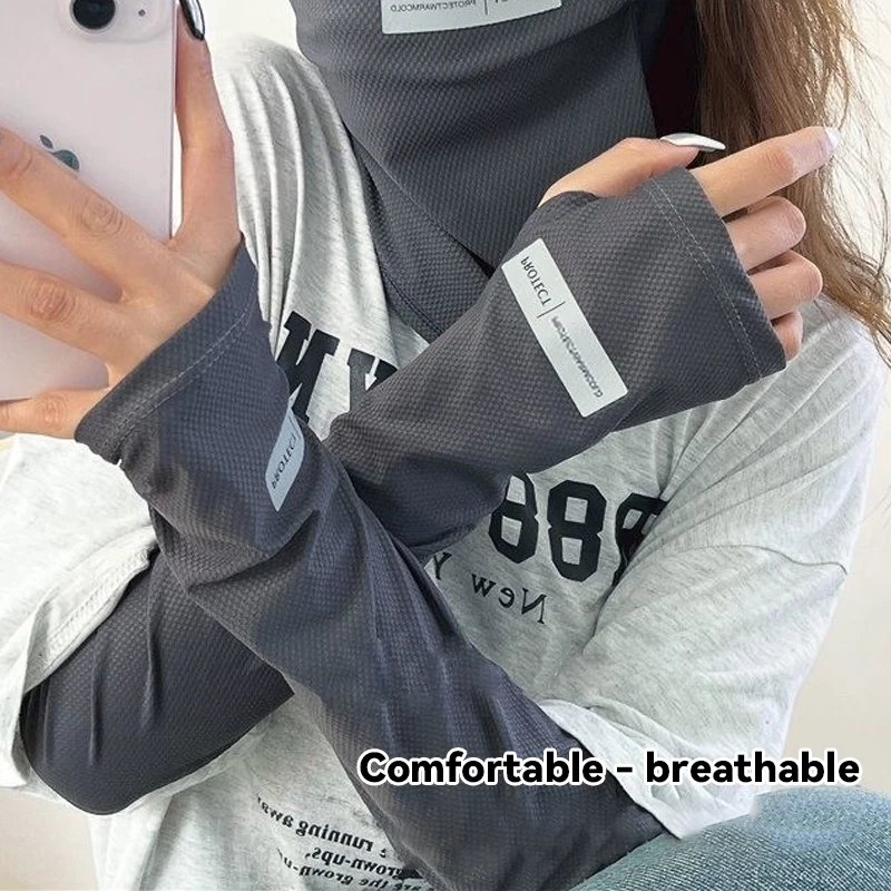 

Summer Cooling Ice Silk Arm Sleeves Reflective Strip Sleeves for Cycling Running Hiking Driving