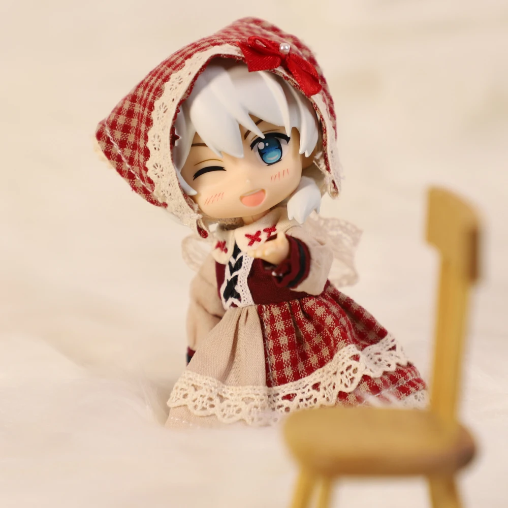 Ob11 lalka mały czerwony kapturek dziewczyna zestaw sukienek lalka pokojówka sukienka dla lalek Ob11, Molly, Gsc, 1/12 Bjd, Body9, Ymy, Ddf