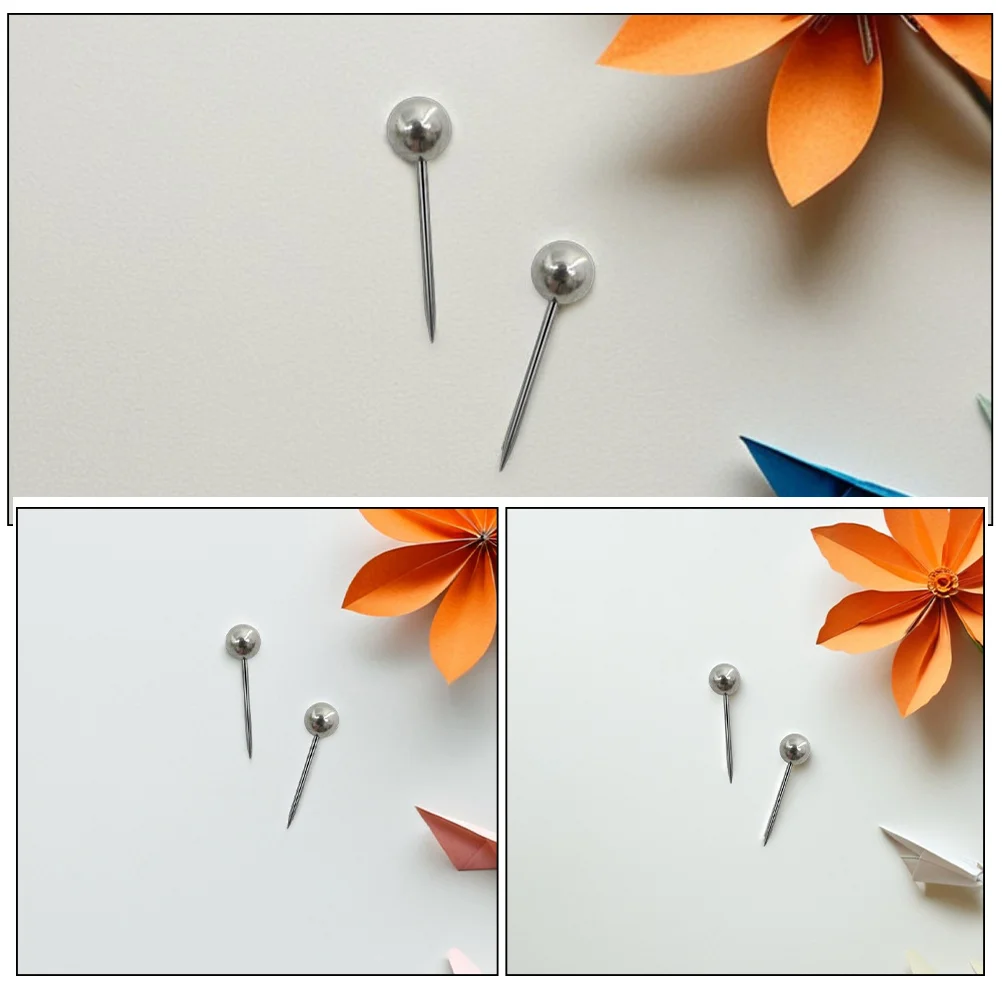 500 قطعة ملحقات لوحة الفلين المكتبية مسامير الإبهام المعدنية ذات الرأس المستدير لجدار لوحة الإعلانات خريطة عرض المسامير للمنزل والمكتب والمدرسة