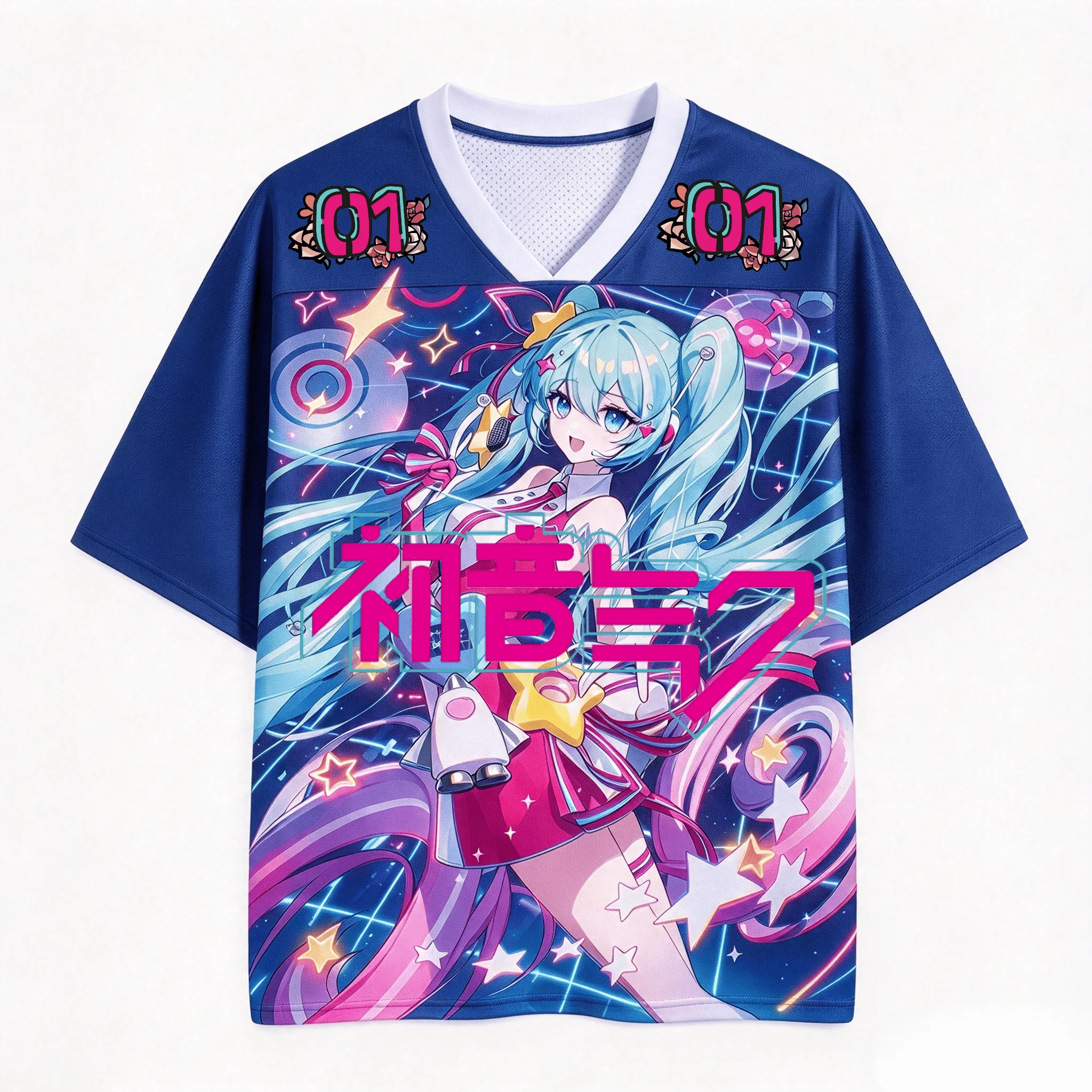 2026 New Hot Hatsune Miku 01 3D Print Jersey T-shirt Family Matching Outfit Soft Breathable Casual Tee