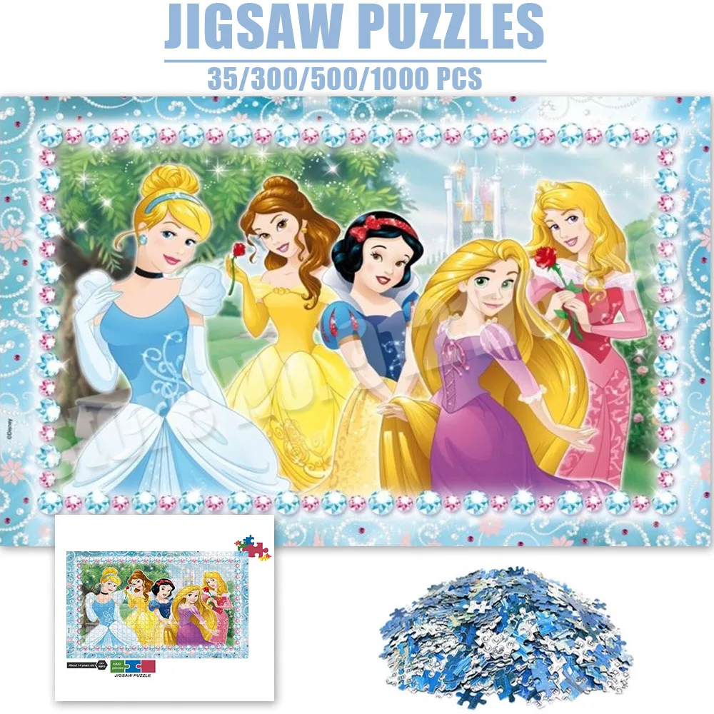 

Anime Disney Princess 1000 Pieces Aurora Cinderella Belle Puzzle Paper Jigsaw Puzzles Educational Toy for Adults Kids Gifts