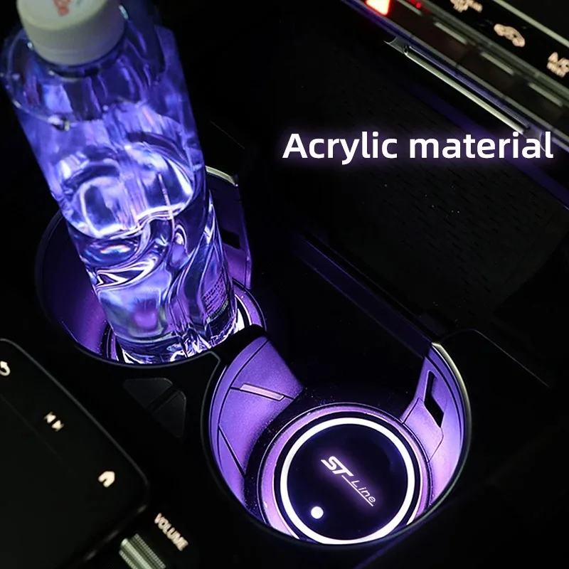 مناسبة لفورد ST STLine Vignale Taurus kuga التعريفي الملونة مصباح لتهيئة الجو سيارة مضيئة قاعدة أكواب المياه سجادة ضد الإنزلاق #2