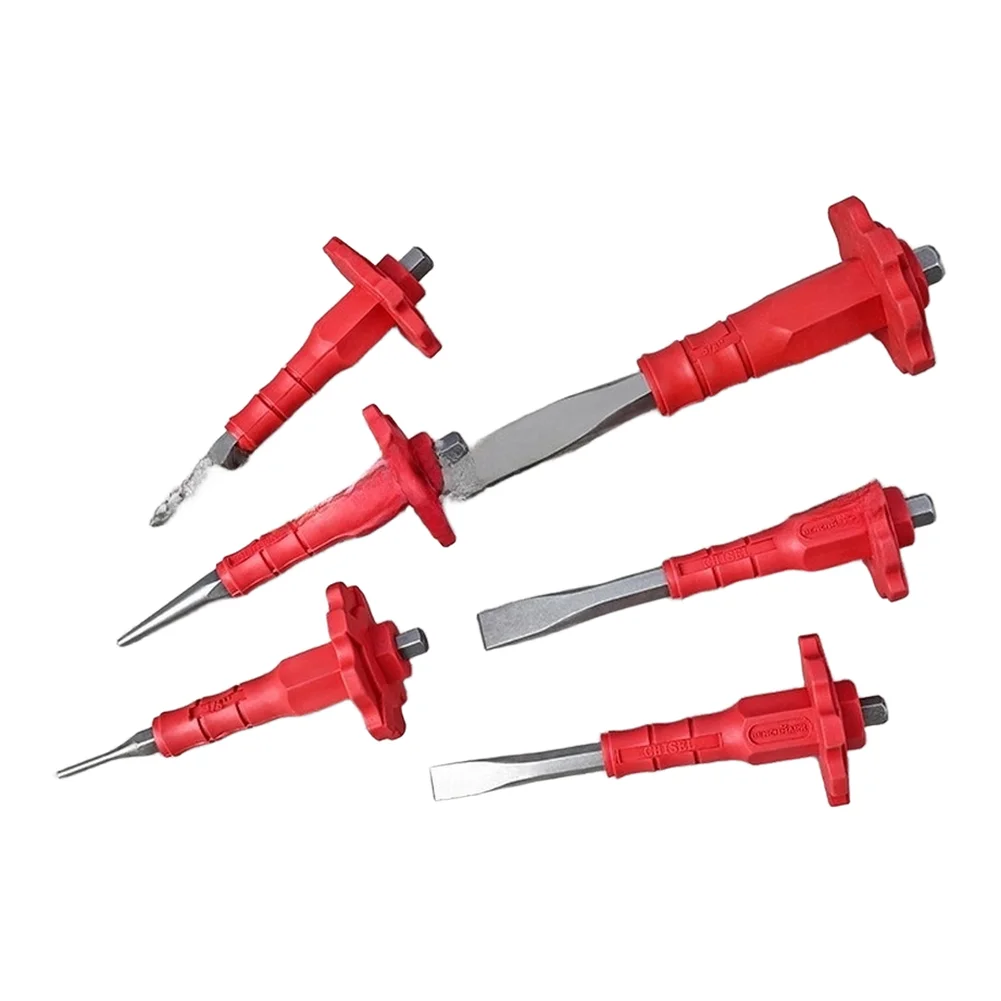6pcs Punch And Chisel Set Pointed Tip Flat Chisel Center Punch For Masonry Concrete Cement Engraving Cut Tool Hand Tool Set