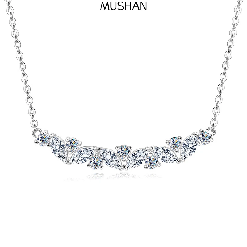 

MS MuShan Luxury Jewelry 925 Sterling Silver Necklace Zircon 7A Grade Choker Party for Her Real Gold Plated Premium Pendant