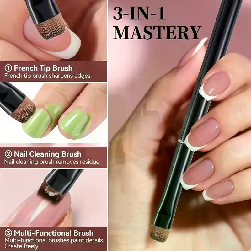 French Nail Brush, With Multi-Function Brush Head - Fine Nail Brush, Suitable For Gel And Acrylic Nails, Precise Cleaning