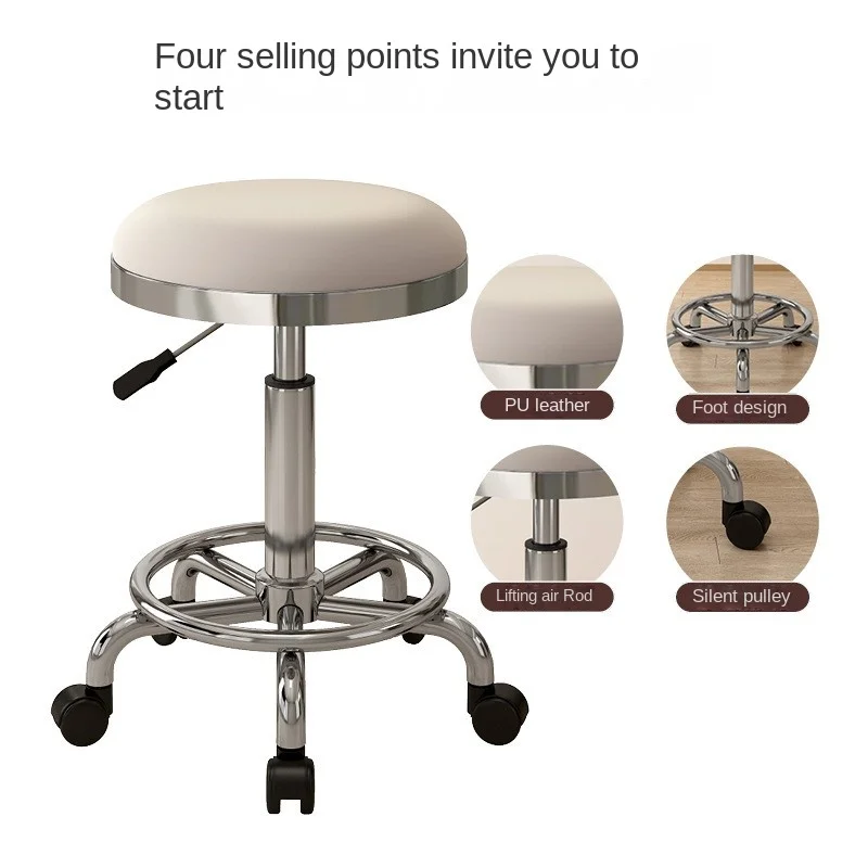 Beauty Salon Stool Rotating Pulley Lifting Round Stool Makeup Stool Hairdressing Nail Art Hairdressing Chair Bar Stool Furniture