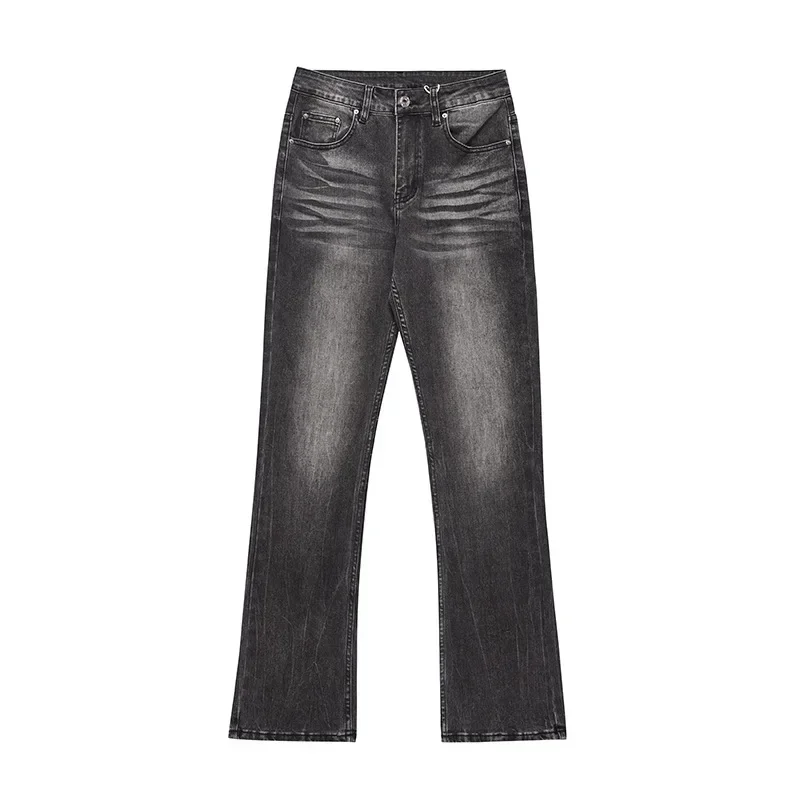 

Черные джинсы в американском стиле ретро для мужчин, уличная одежда, мешковатые джинсы Y2k, мужские потертые и потертые джинсы, повседневные джинсовые брюки унисекс