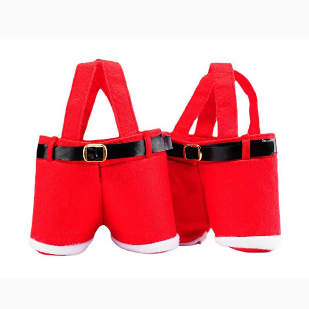 Sacs cadeaux de noël Style pantalon de père noël, sac à main Portable pour bonbons, sac à dos rouge pour pantalon de père noël, décoration de fête de noël