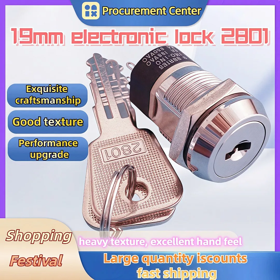 2801 Power Elevator Lock 19mm Key Switch With Removable Key Double Pull Nautical Boat Electronic Lock Accessories