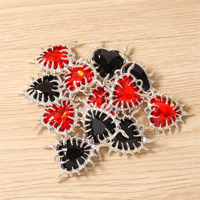 5 Stück 24x33mm Elegante Kristall-Liebesherz-Anhänger für die Herstellung von Ohrhängern, Halsketten, Armbändern, DIY-Handwerk und Schmuckzubehör – Detail 8