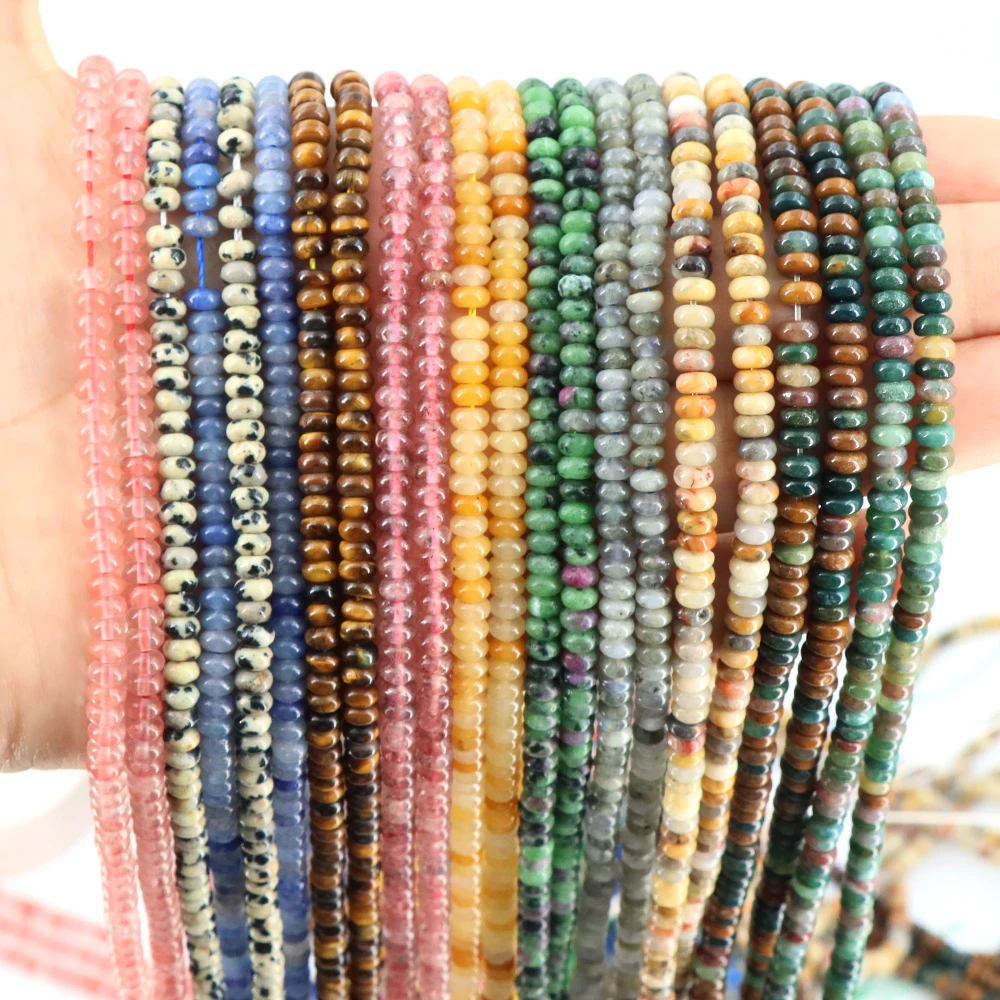 4x2mm Rondelle Beads Natural Stone African Turquoise India Agate Flat Disc Abacus Beads for Jewelry Making Bracelets Accessory