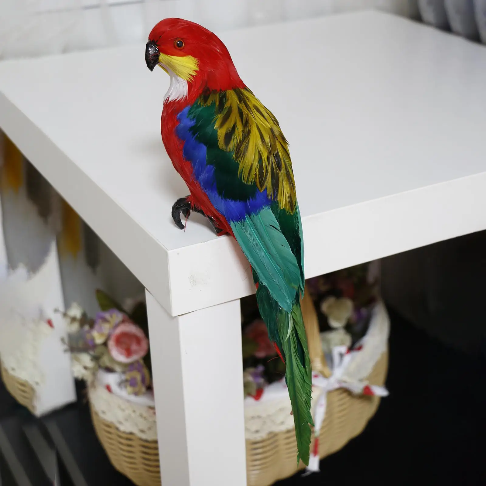 Colorful Simulation Parrot Statue Animal Model Housewarming Gifts Feather Parrot Macaw for Patio Yard Porch Ornaments Decoration