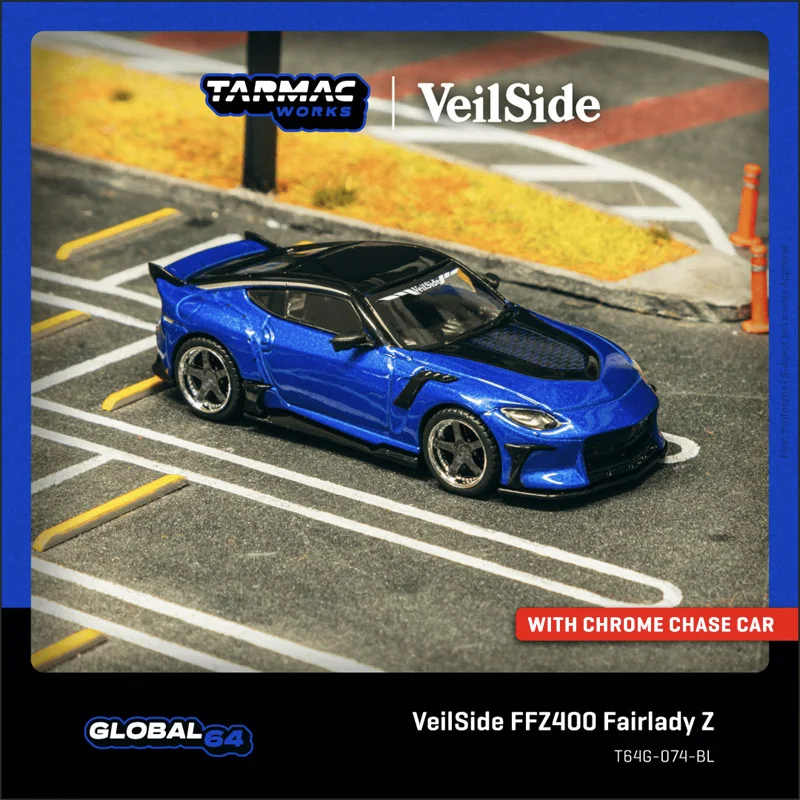 Prévente Tarmac Works 1:64 VeilSide FFZ400 Fairlady Z modèle de véhicule en alliage bleu