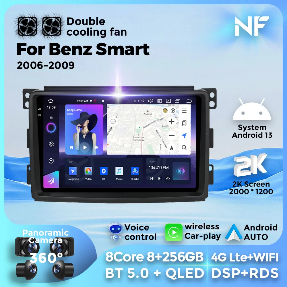 

For Mercedes Benz Smart Fortwo 451 2006-2009 CarPlay Auto Navigation Smart Player 2Din NO DVD Android 13car radio WIFI DSP RSD