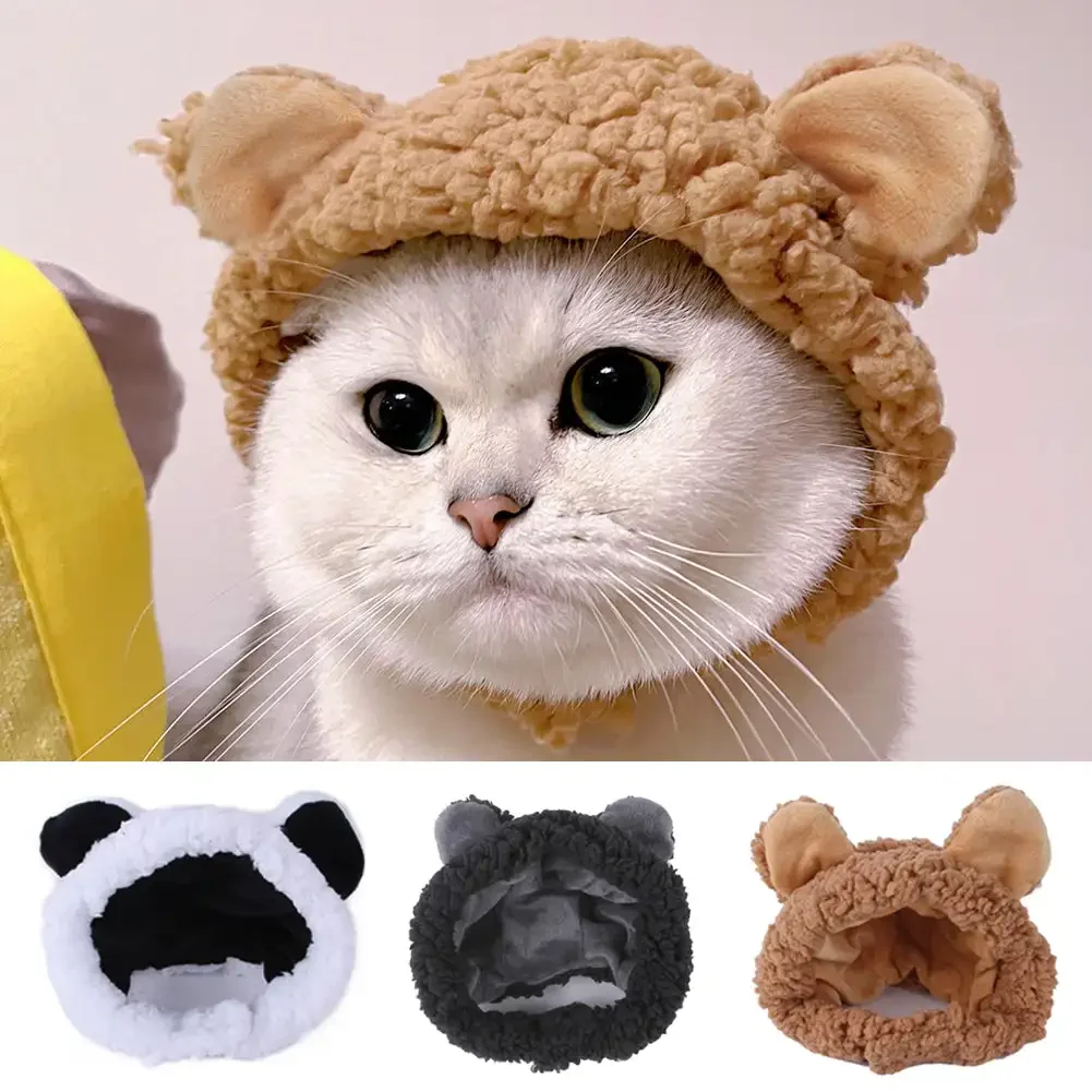 Cute Pet Bear Hat Dogs Kitten Winter Cap Pet Halloween Hat Funny Costume Decor Accessories Fancy Hair Cap Pet Supplies