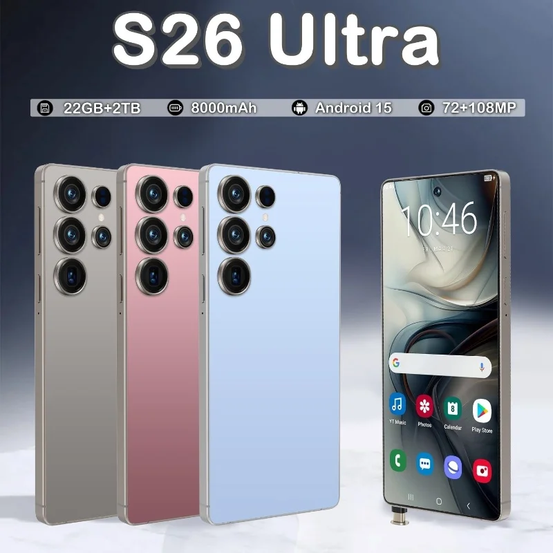 

HOT 2025 new S26 Ultra original intelligent 5G dual card dual standby Android 15 system global version phones 8000mAh battery