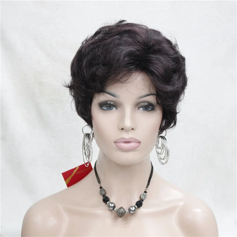 

Ladies Short Curly Dark Brown Women Fiber Wig
