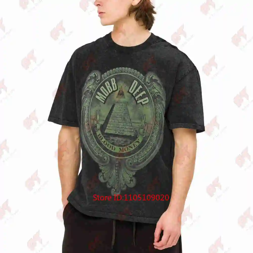 Mobb Deep Blood Money 2006 Album Hip Hop Streetwear Pyramid Vintage Washed Tee Pure Cotton T-Shirt