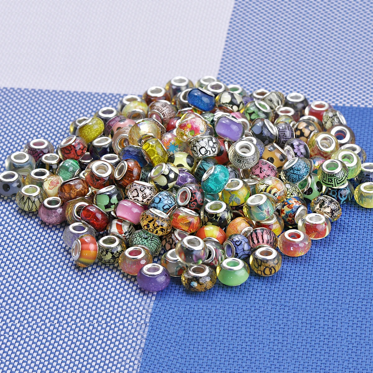 Mixed color 20 pieces resin crystal cut space bead stripe flower large hole bead Diy bracelet set jewelry accessories assembly