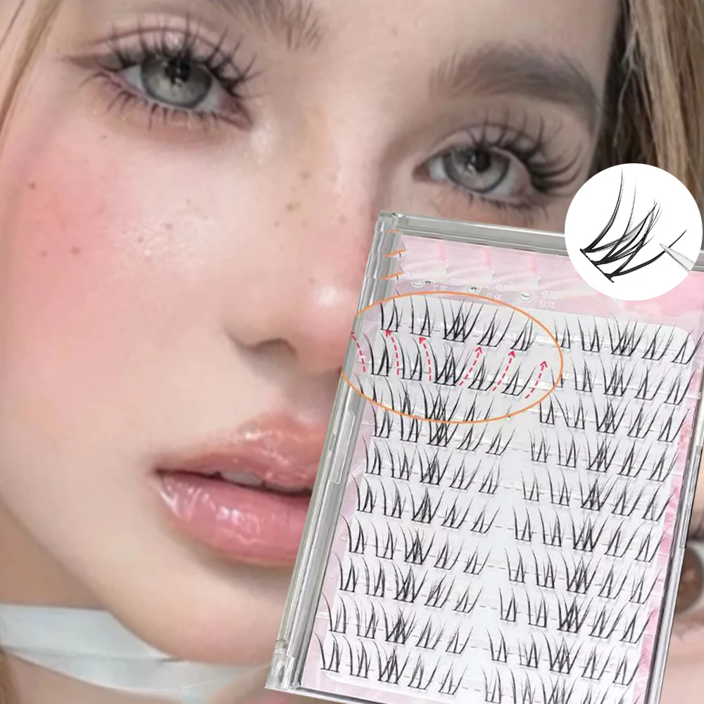 10rows Irregular Slanted False Eyelashes for Women Lightweight Cluster Lashes 3D Natural Eyes Makeup Tools Resuable Fake Lashes
