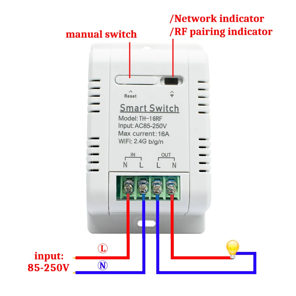 Newest Monitoring Temperature Wifi Relay Module Smart Switch AC85-250V 110V 220V 16A/3500W Compatible with EWeLink APP Alexa