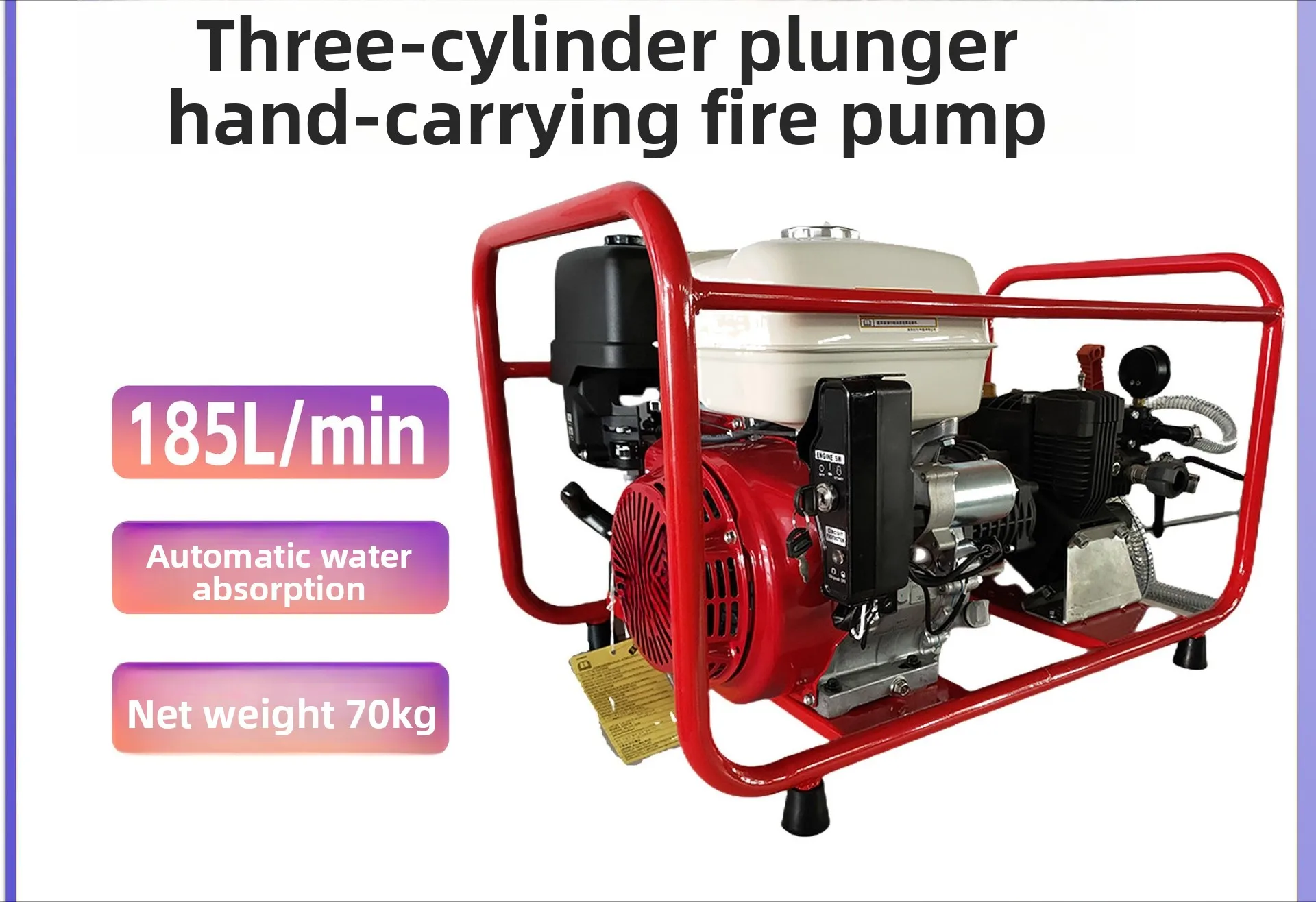 Three-cylinder plunger portable backpack diaphragm pump